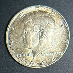 Rare 1964 Kennedy Half Dollar - 50C Coin - U.S. MINT JFK - .50 Cent Hair Accent